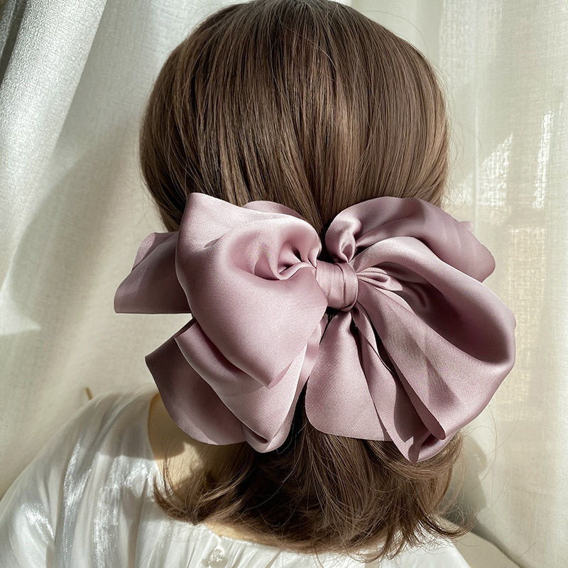 Thumbnail: 1PC Winter Velvet Bowknot Hair Clips Hand Tie Large Pigtail 