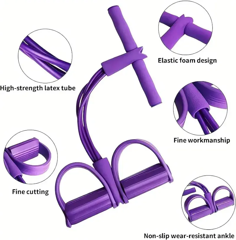 Thumbnail: 21 Fitness Resistance Bands 4 Tube Pedal Ankle Puller Exercise Stretching 