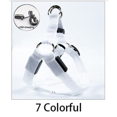 Thumbnail: Adjustable LED Dog Harness Usb Rechargeable Flashing Night Safety 