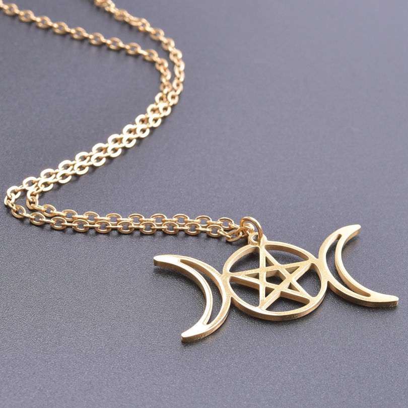 Thumbnail: Stainless Steel Star Moon Rainbow Pendant 50cm Necklace Jewlery Not Fade Silver 