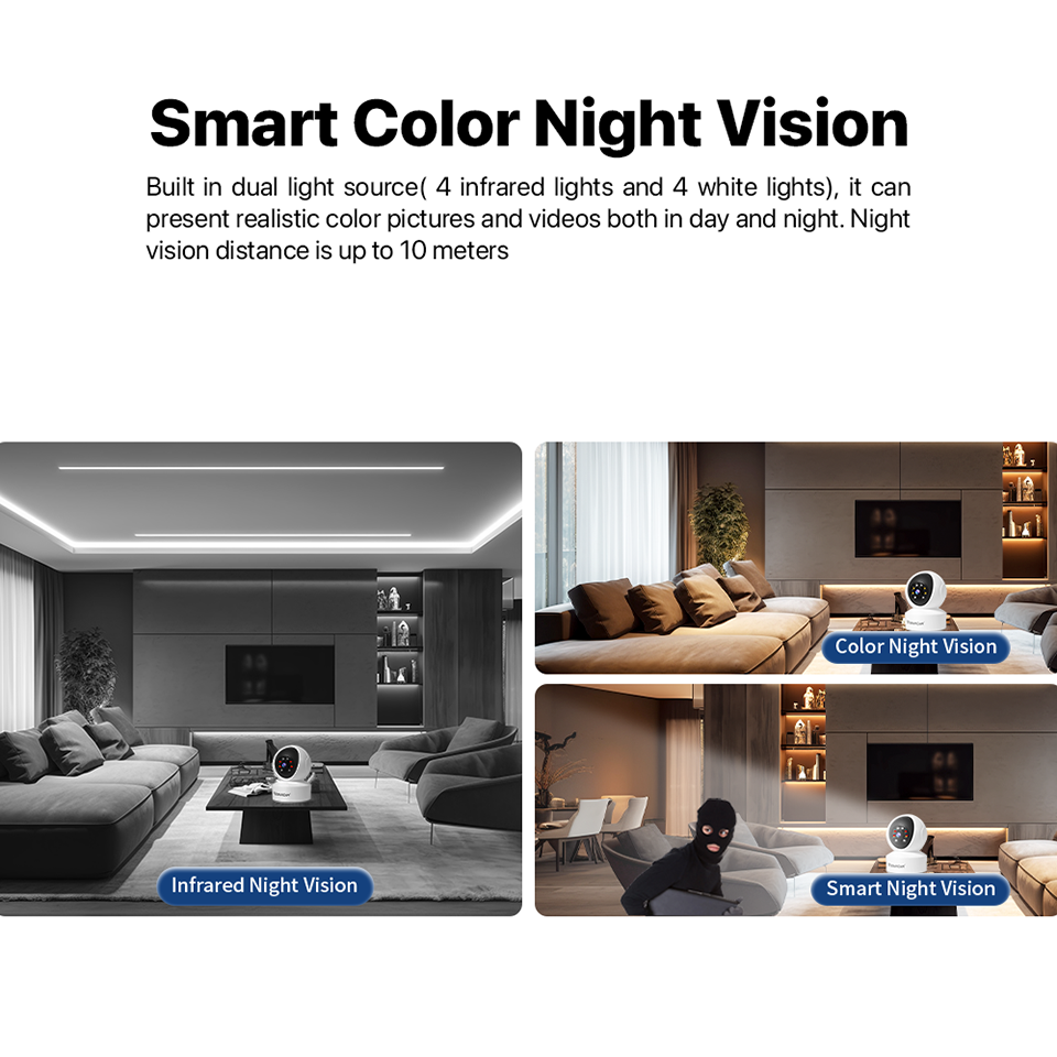 Thumbnail: Vstarcam Indoor Security Camera for Home 360° Coverage Color Night 