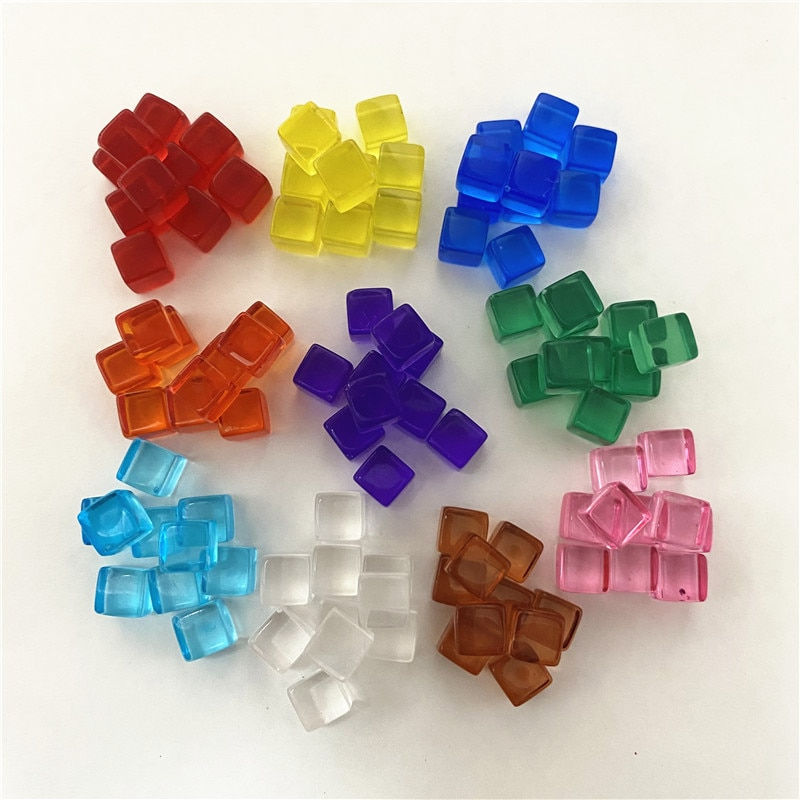 Thumbnail: 100Pcs/Set 8mm Acrylic Transparent Grey Square Corner Colorful Crystal Dice Ches
