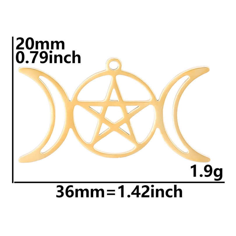 Thumbnail: Stainless Steel Star Moon Rainbow Pendant 50cm Necklace Jewlery Not Fade Silver 