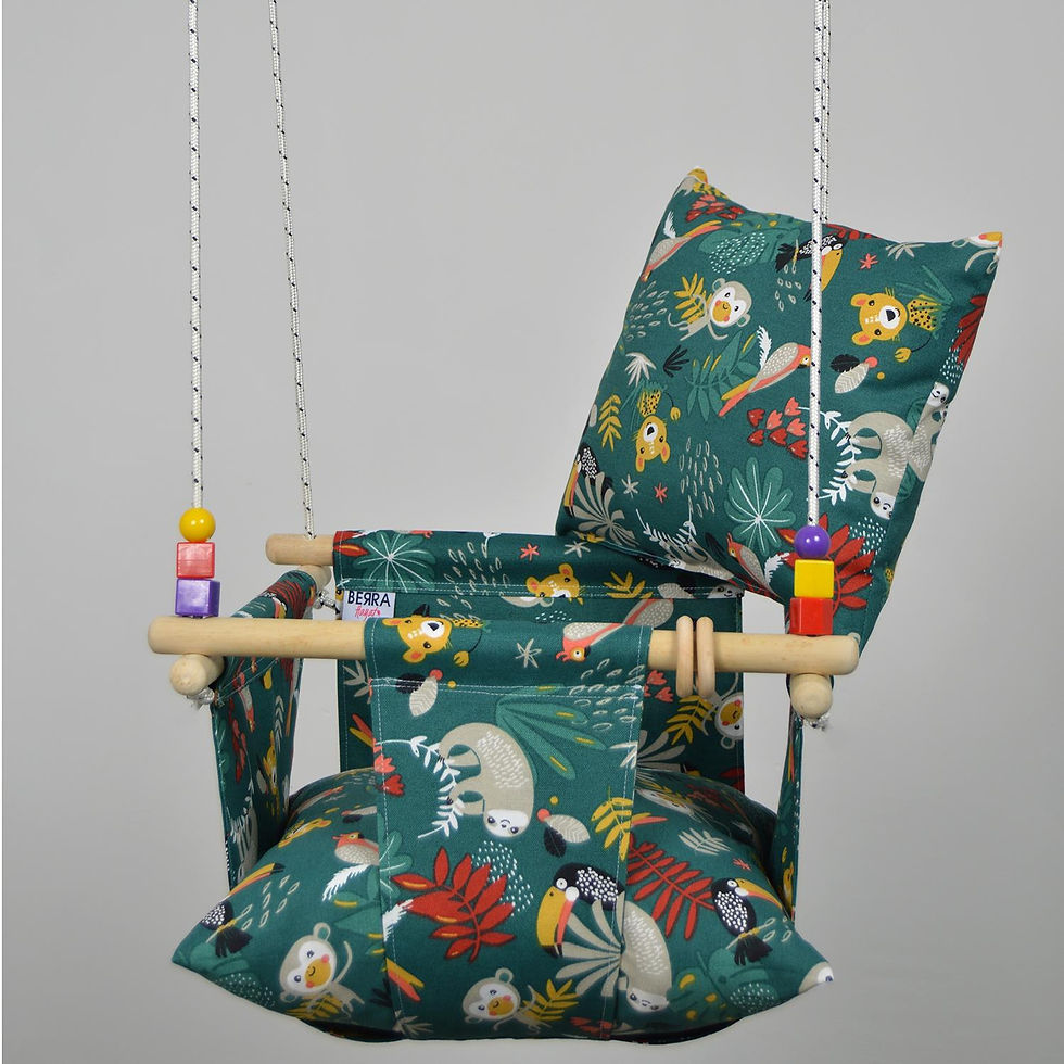 Thumbnail: New season Unisex Baby Swing Natural Wooden Child Cotton Duck Fabric Linen 