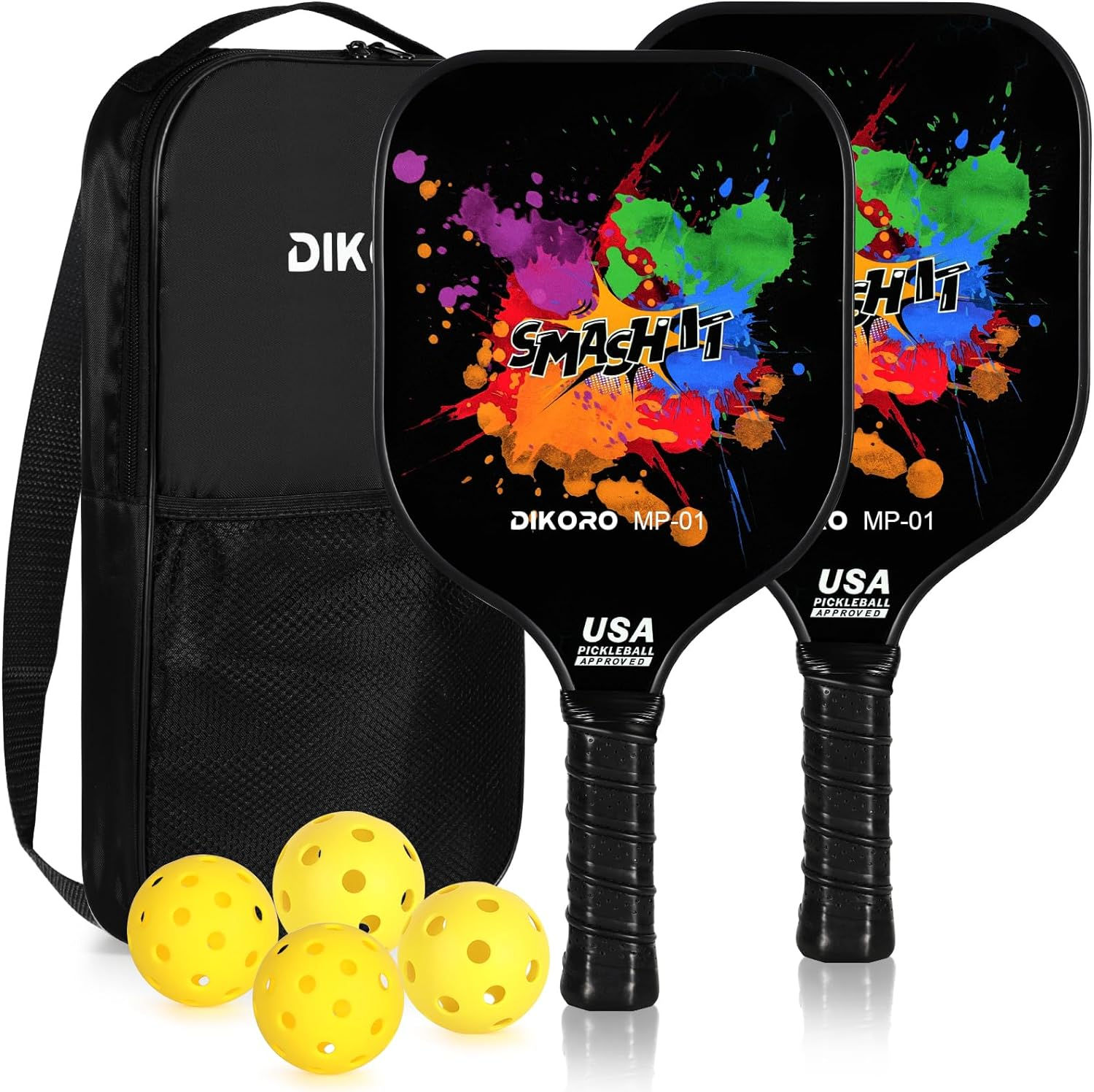 DIKORO Pickleball Paddle Graphite Textured Surface USAPA Compliant Includes 4 