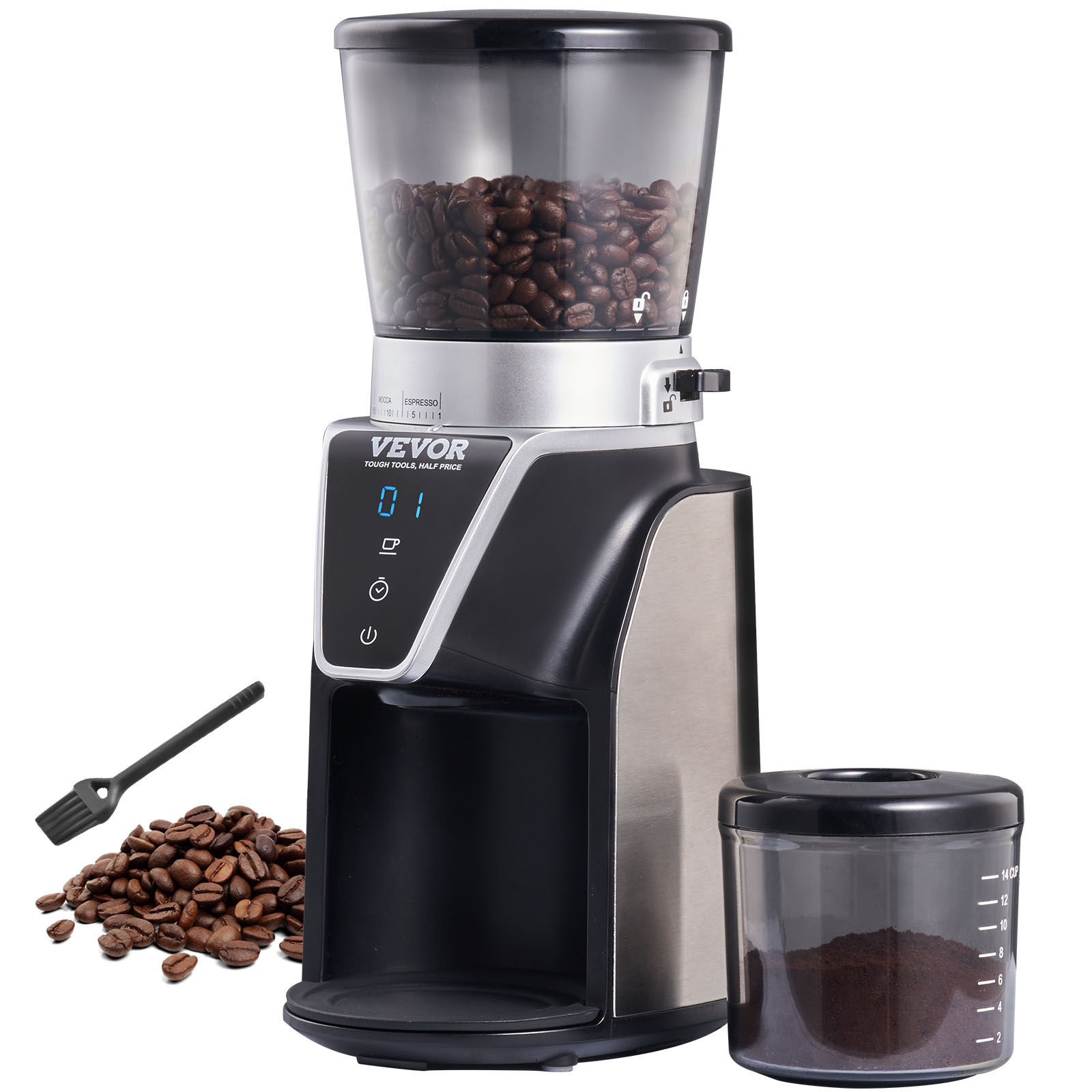 VEVOR 40MM Conical Burr Grind Setting Coffe Bean Electric Grinder Mocha Espresso
