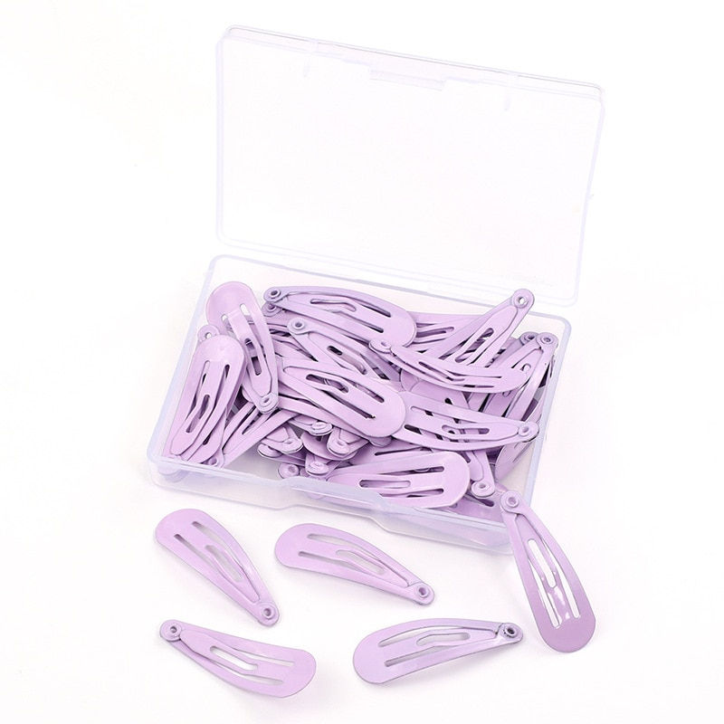 Thumbnail: 50 Pcs Mix-Color 3cm Baby Girls Snap Hair Clips No Slip Metal Hair 