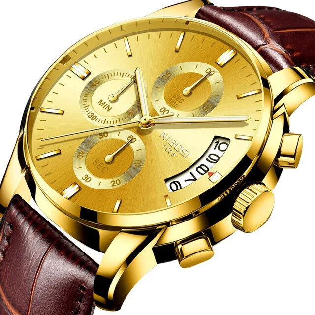 Thumbnail: NIBOSI Mens Watches Luxury Brand Military Sport Gold Watch Men Business 