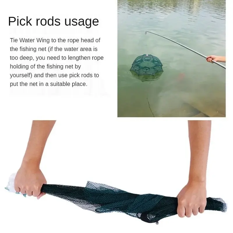 Thumbnail: 4-16 Holes Strengthened Automatic Fishing Net Shrimp Cage Nylon Foldable 
