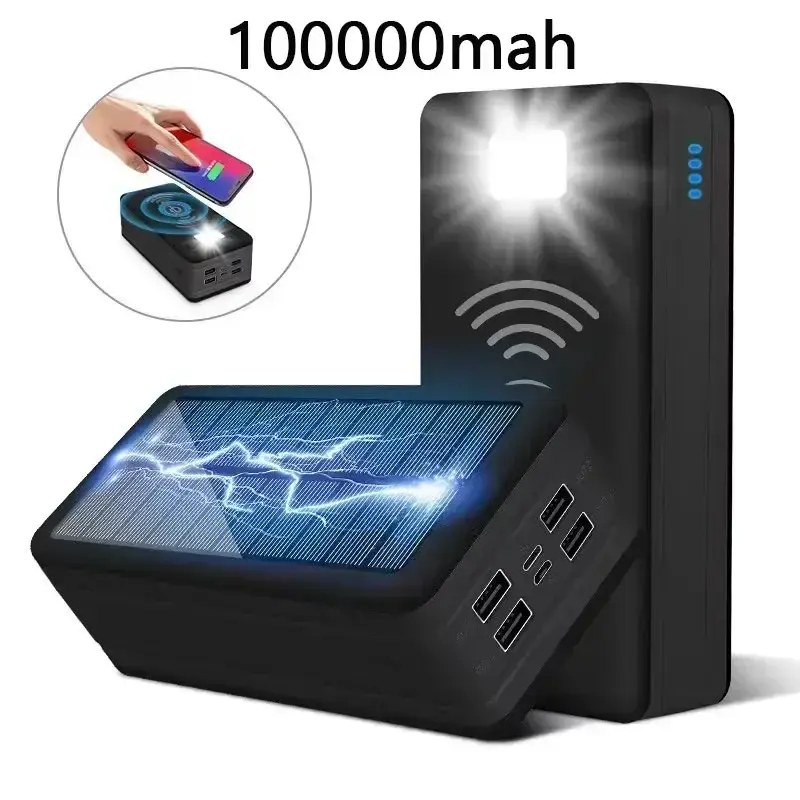 Thumbnail: Solar Power Bank 200000mAh Solar Charging Mobile Phone Wireless Charging Large 