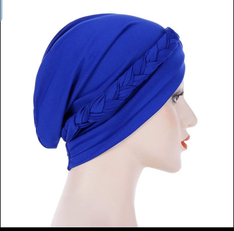 Thumbnail: PRE-TIED Women African Turban With Rose Braided Knot Bonnet Beanie Cap Headwrap|