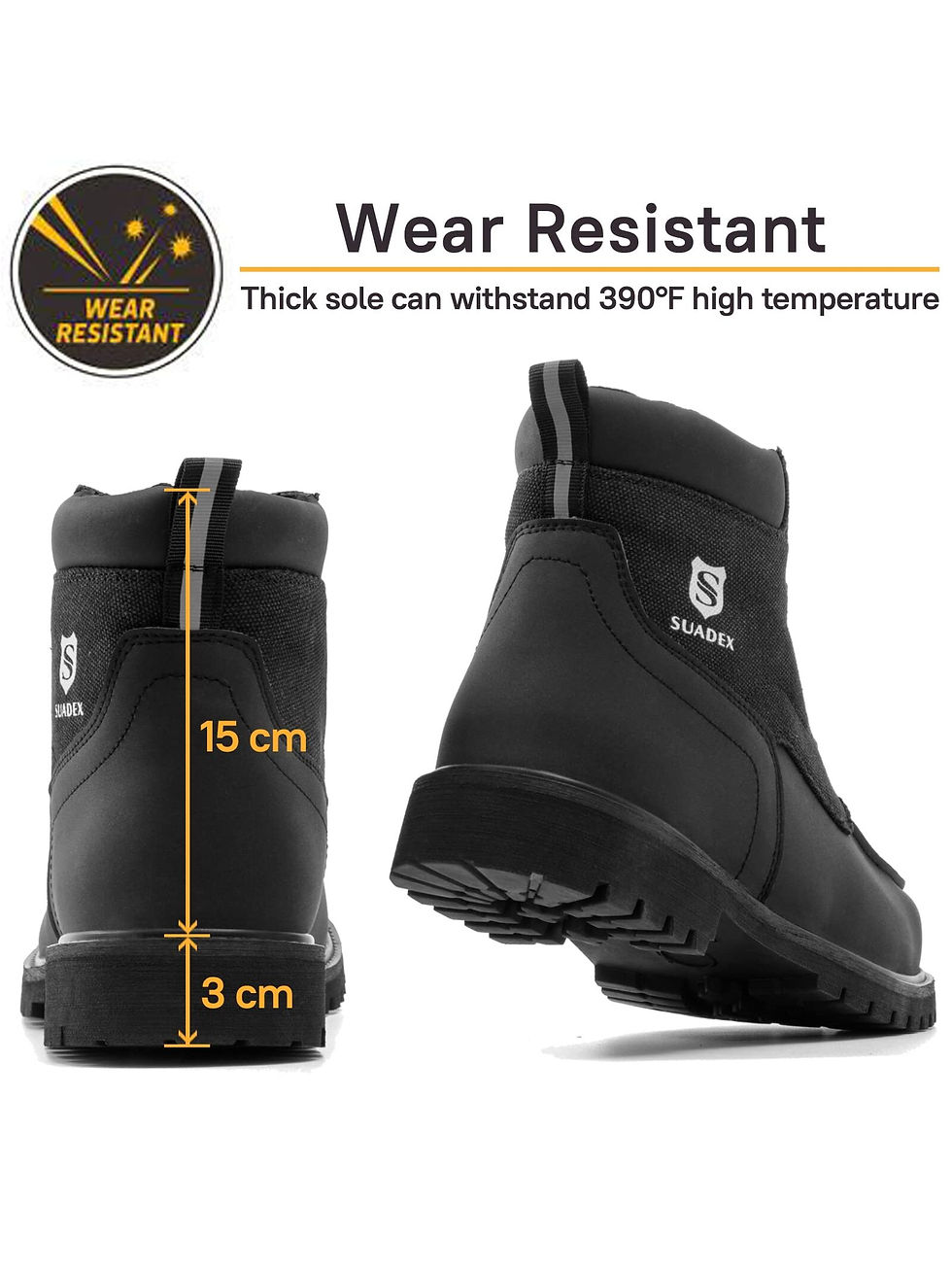 Thumbnail: SUADEX Steel Toe Boots for Men Women Waterproof Indestructible Work Safety Boot 