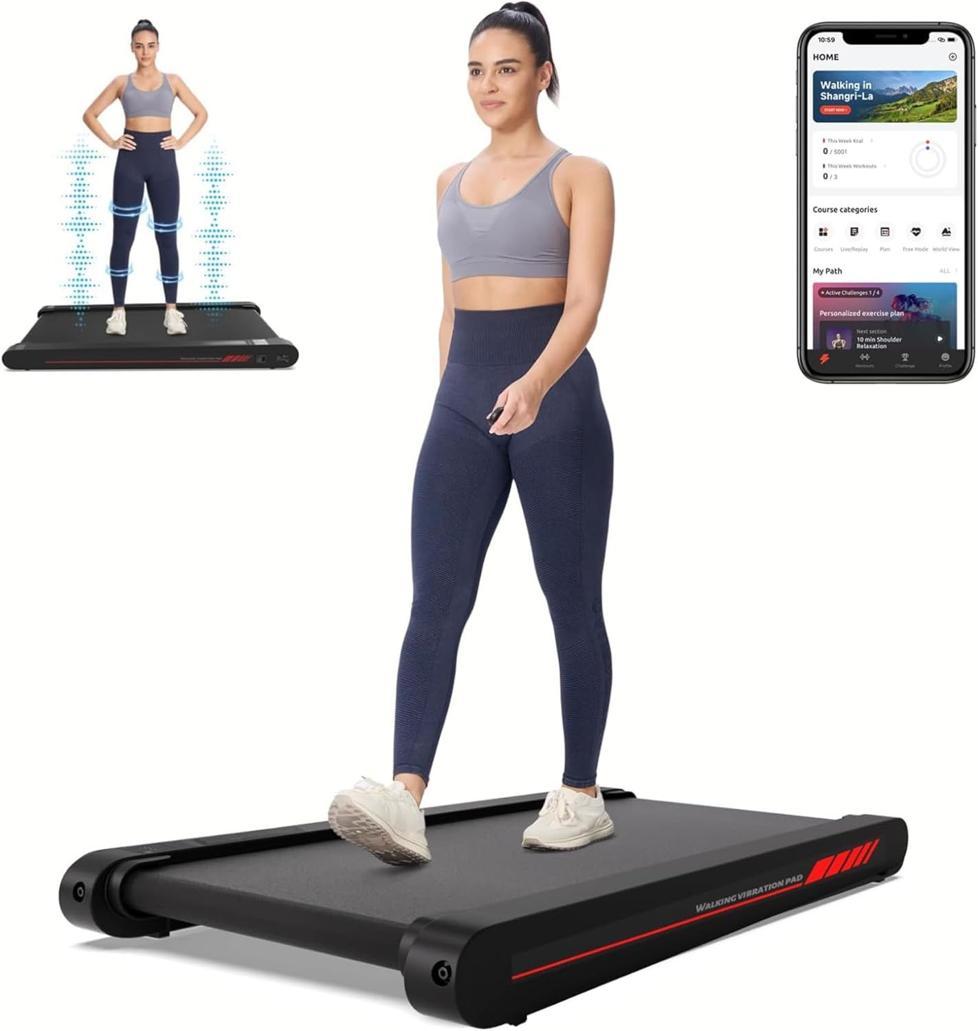 Walking Vibration pad, 3 In 1 Under Desk Treadmill, 2.5HP Low Noise Walking