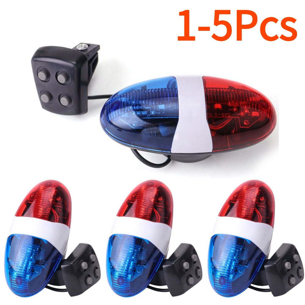 Bicycle Police Siren 4 Sounds Melody Bicycle Power Horn Siren Bell 6-LED Strobe
