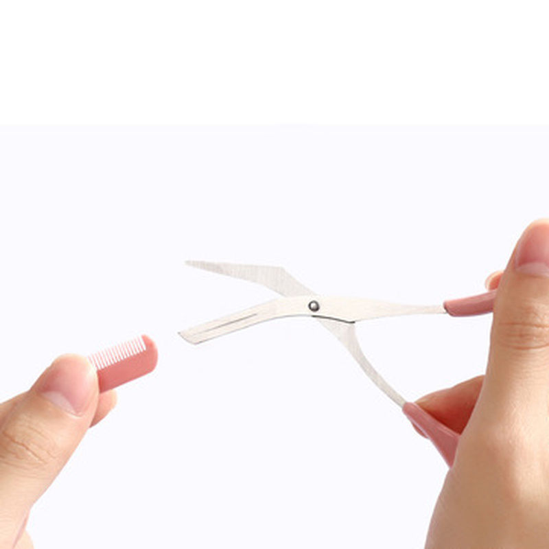 Thumbnail: Eyebrow Trimmer Scissor with Comb Facial Hair Removal Grooming Shaping Shaver
