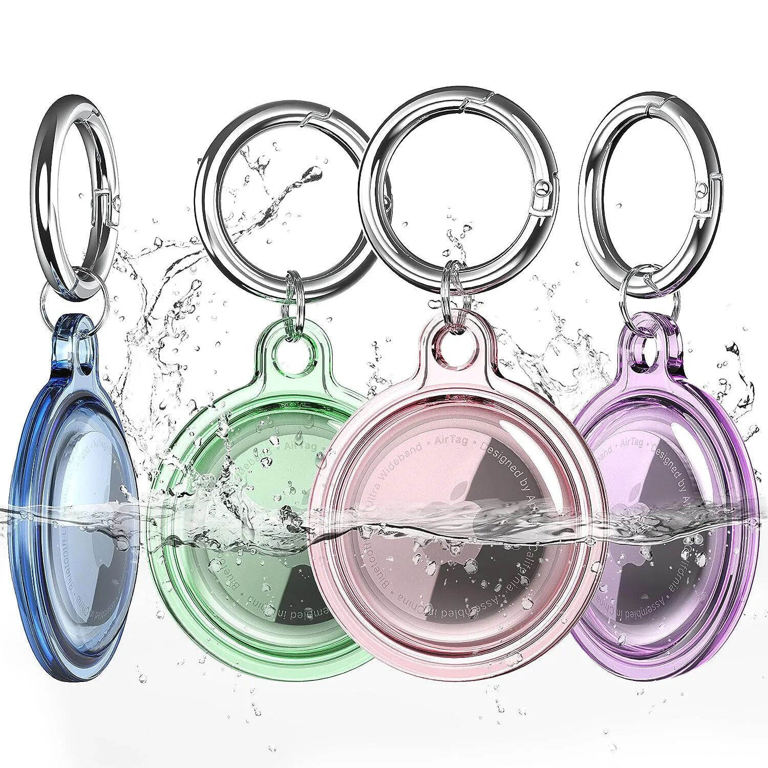 Waterproof AirTag Holder, 4 Pack AirTag Keychain, AirTag Case for Dog Collar, 