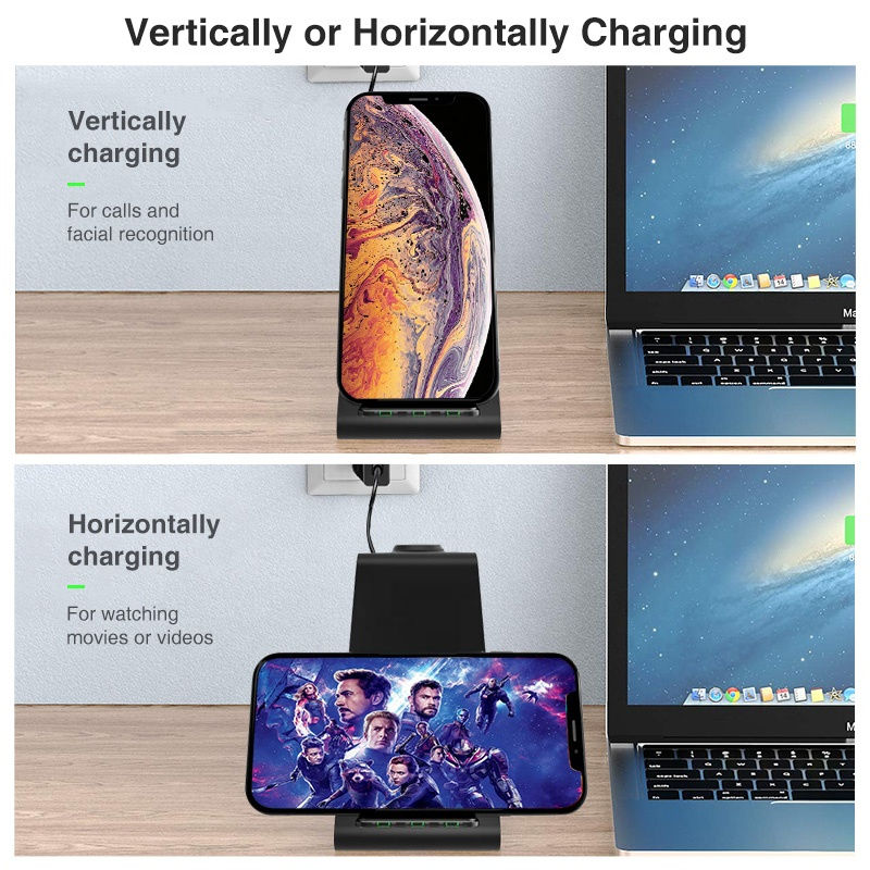 Thumbnail: 3 in 1 10W Fast Wireless Charger for Samsung Note 10 9 8 S10 S9 S8 Watch Active