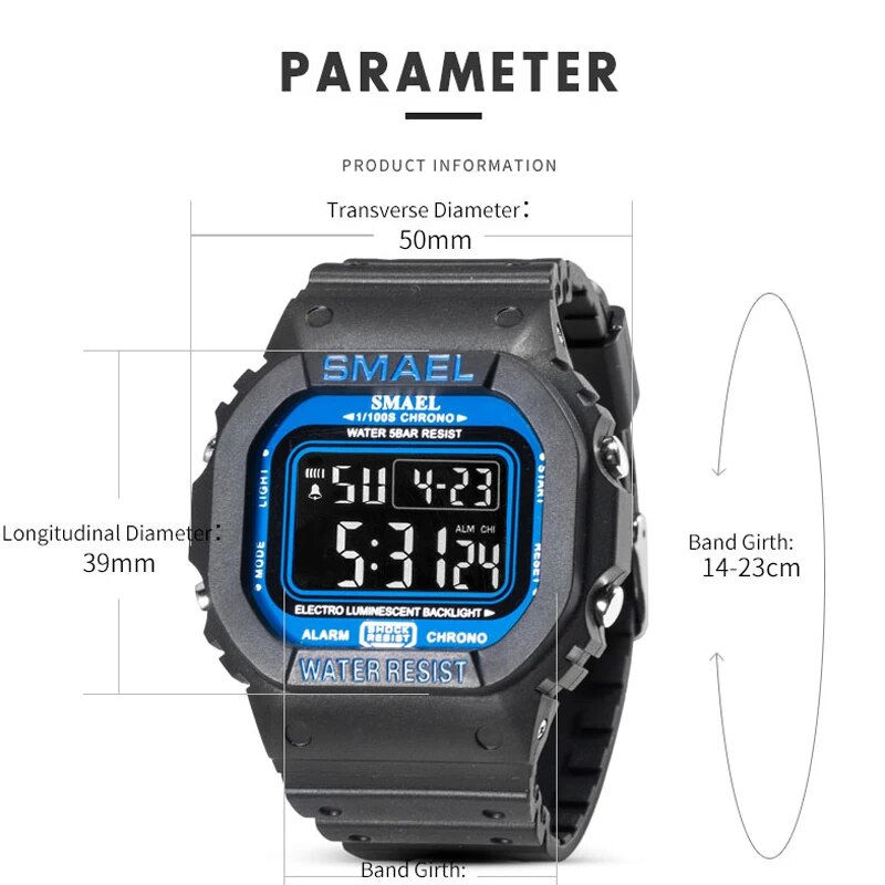 Thumbnail: SMAEL Digital Watch Men Sports Watches LED Military Army Camouflage Wrist Watch 