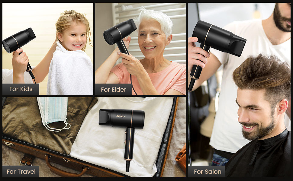 Thumbnail: SEJOY Hair Dryers 1800W Professional Salon Hair Dryer Ionic Blow Dryer with Nega