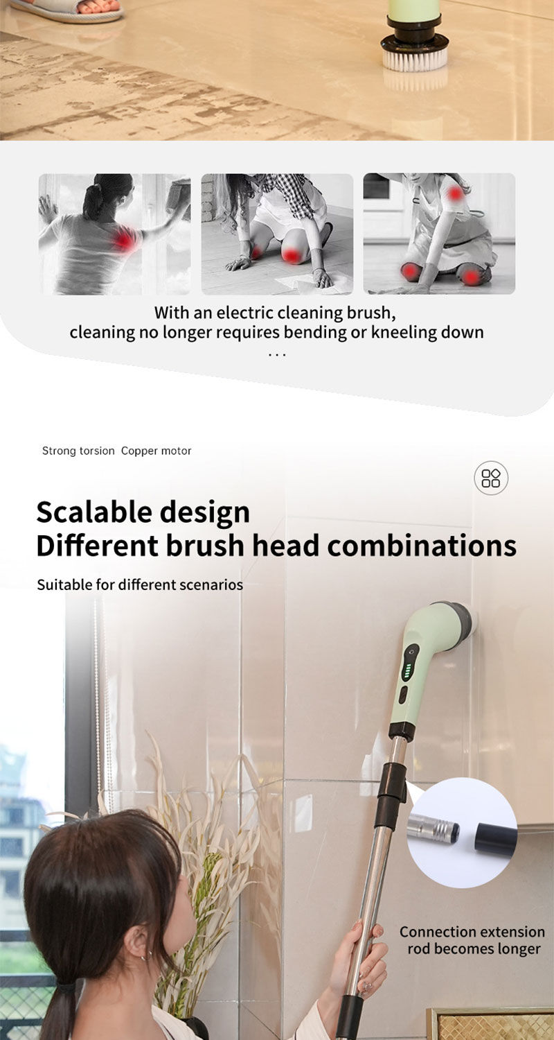 Thumbnail: 9-in-1 Electric Rotating Cleaning Brush, Wireless Shower Scrubber 