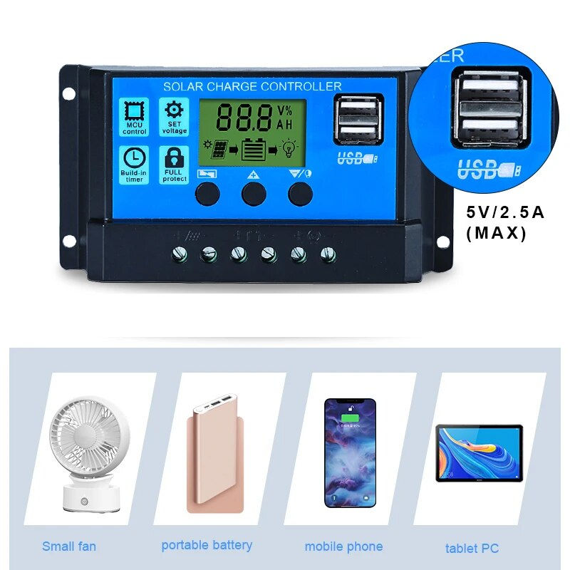 Thumbnail: SUYEEGO Solar Charge Controller 10A 20A 30A PWM Controller 12V 24V Auto Solar