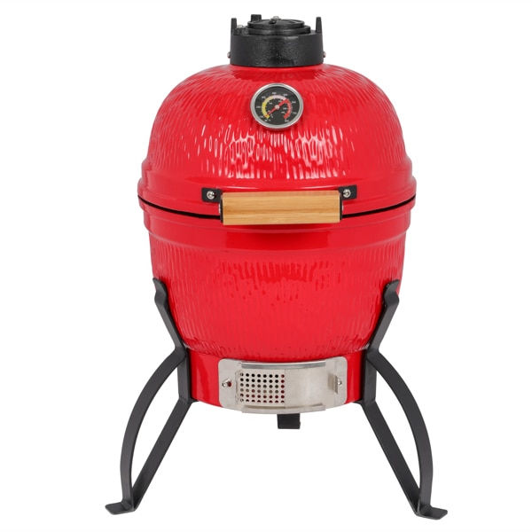 Thumbnail: 13In Round Ceramic Barbecue Charcoal Grill Red/Black 