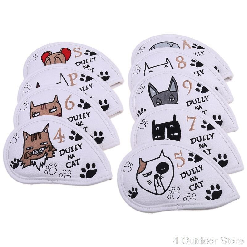 Thumbnail: 9/10/12Pcs Portable PU Golf Club Iron Head Covers Protector Golfs H