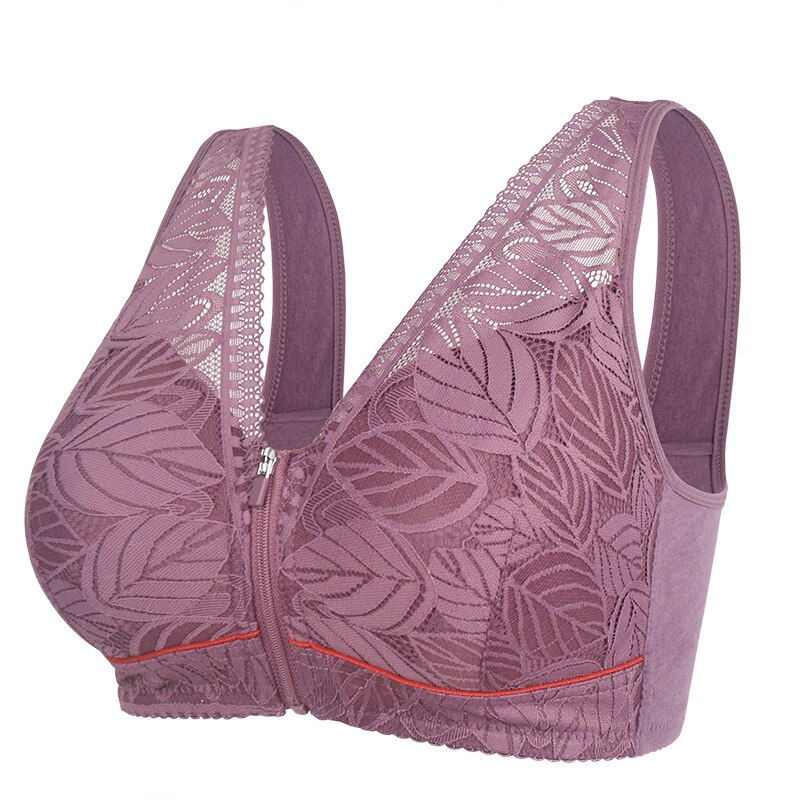 Thumbnail: 36-52 Large Women Front zipper Bra Plus Size Closure Bralette Top Wireles