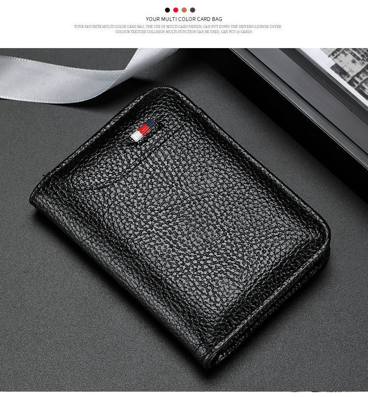 Thumbnail: Men's Card Holder Thin Mini Wallet Card Storage Bag Unisex Exquisite Pu Coin