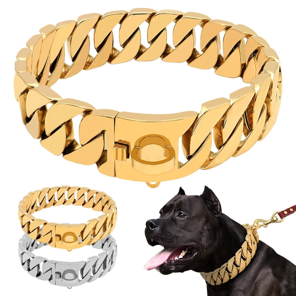 Strong Metal Dog Chain Collars Stainless Steel Pet Training Choke