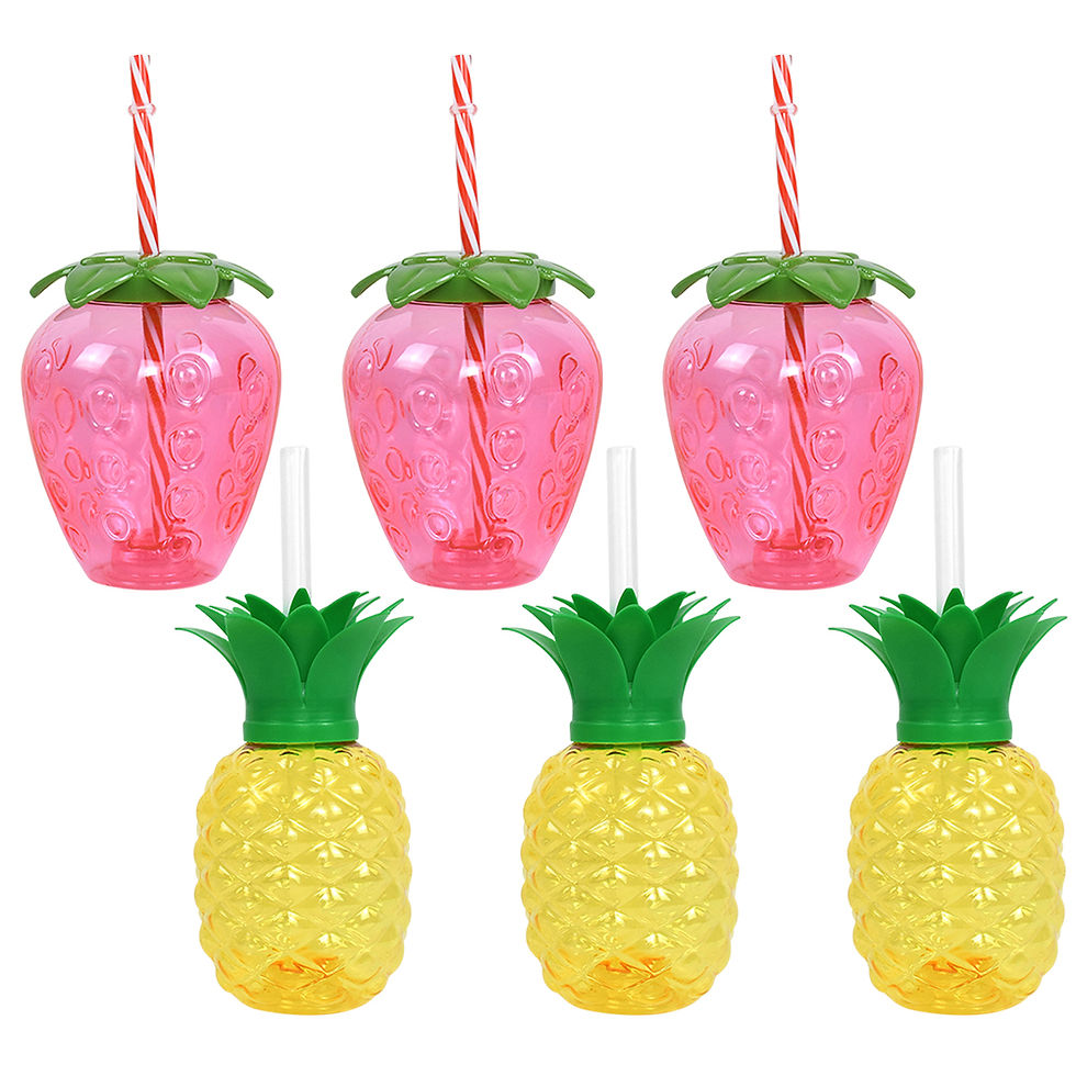 Thumbnail: 3/6pcs Cold Beverage Mug 500ml Pineapple/Strawberry Shape Tropical Summer Cups 
