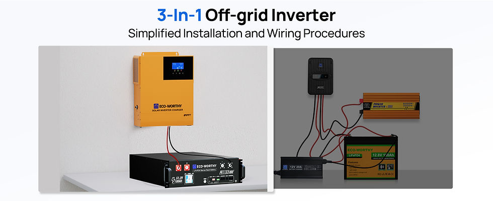 Thumbnail: ECO-WORTHY 3500W Pure Sine Wave Solar Inverter Charger,All-in-One 48V Solar Inve