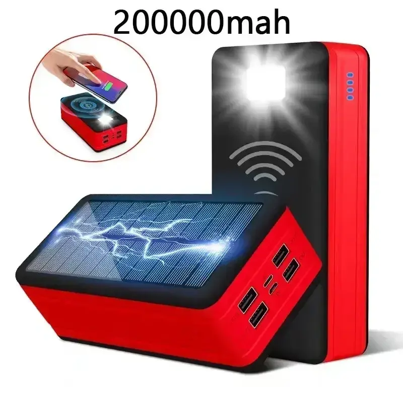 Thumbnail: Solar Power Bank 200000mAh Solar Charging Mobile Phone Wireless Charging Large 