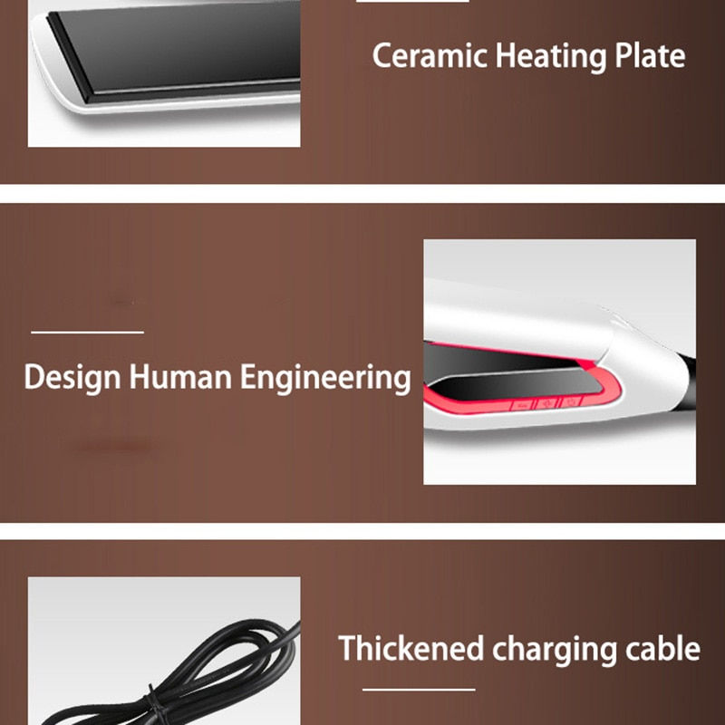 Thumbnail: Kemei Hair Straightener Curler Flat Iron Negative Ion Hair Straighting Curling 