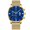 Thumbnail: 2020 Men's Fashion Business Calendar Watches Luxury Blue Stainless Steel Mesh