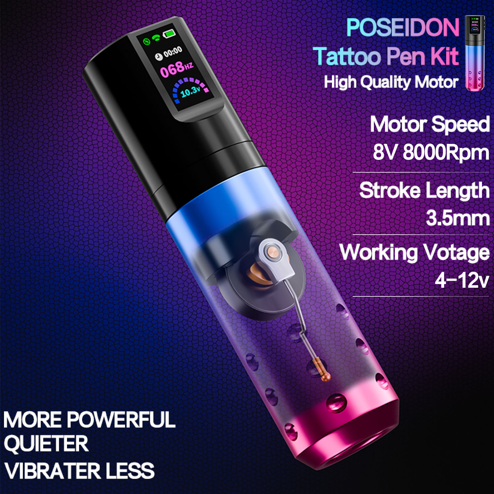 Tattoo Kit POSEIDON High Power Tattoo Pen Kit For Permanent Makeup Tattoo 