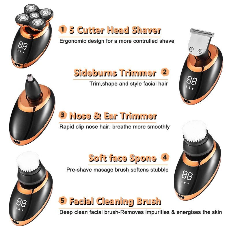 Thumbnail: Electric Shaver For Men Beard Hair Trimmer Electric Razor 5D Floating Five 