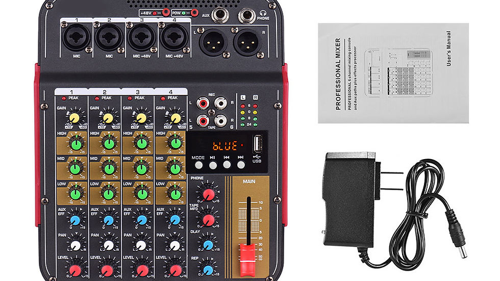 TM4 Digital 4-Channel Audio Mixer Mixing Console Built-in 48V Phantom Power
