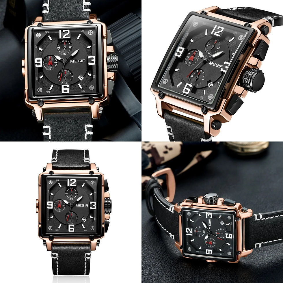 Thumbnail: MEGIR Men Watch Top Brand Luxury Chronograph Quartz Watches Clock Men Leather 