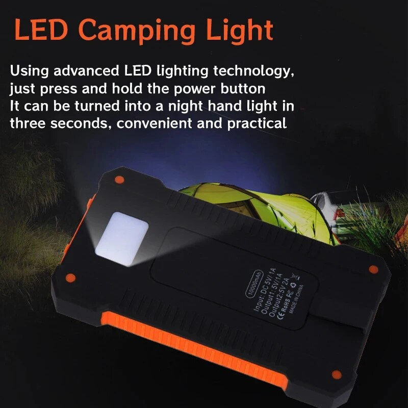 Thumbnail: 200000mAh Solar Power Bank Large Capacity Portable Outdoor Camping Backup Power 