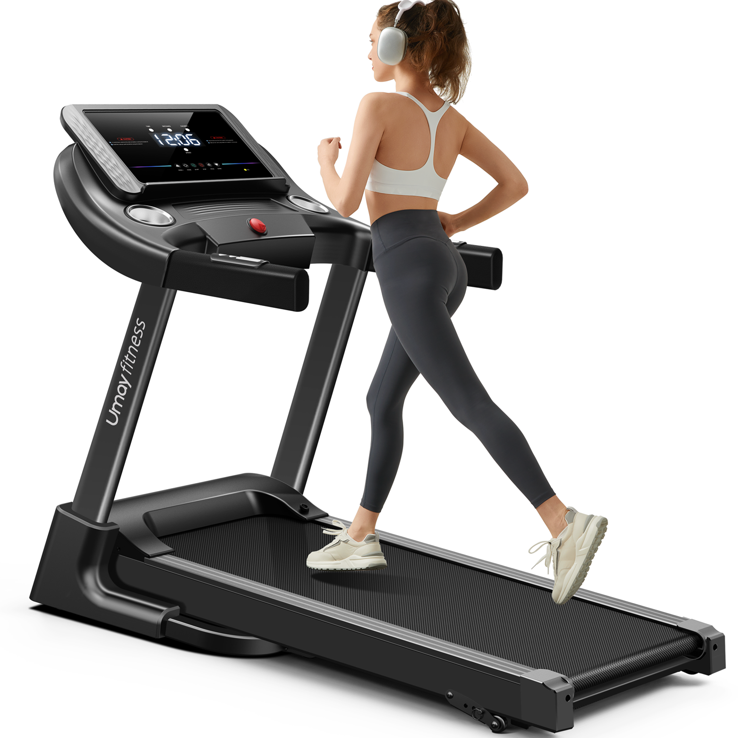 Home Folding Incline Treadmill with Pulse Sensors, 3.0 HP Quiet Brushless, 