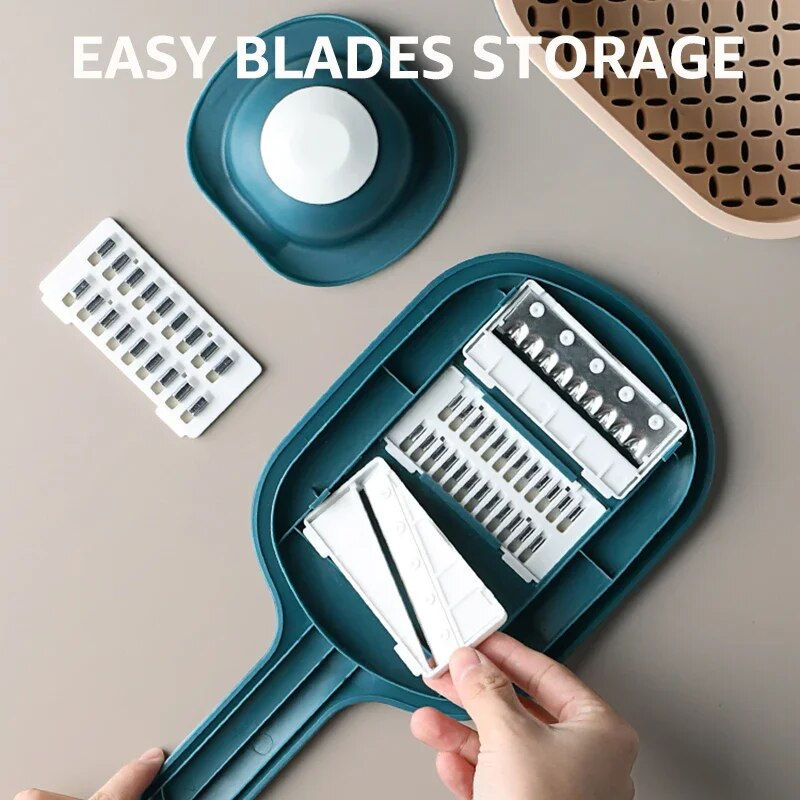 Thumbnail: Multi-function Potato Carrot Cucumber Mandoline Slicer Cutter Grater Shredders 