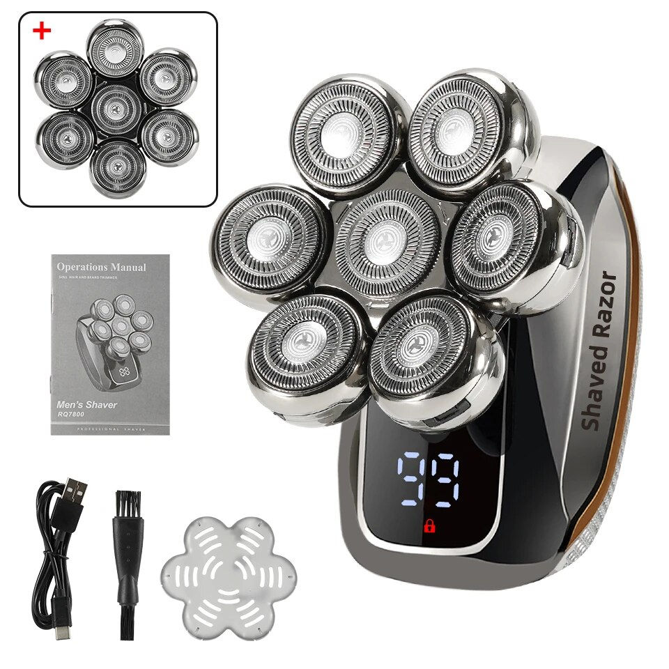 Thumbnail: NEW Shaver For Men 7D Independently 7 Cutter Floating Head Water