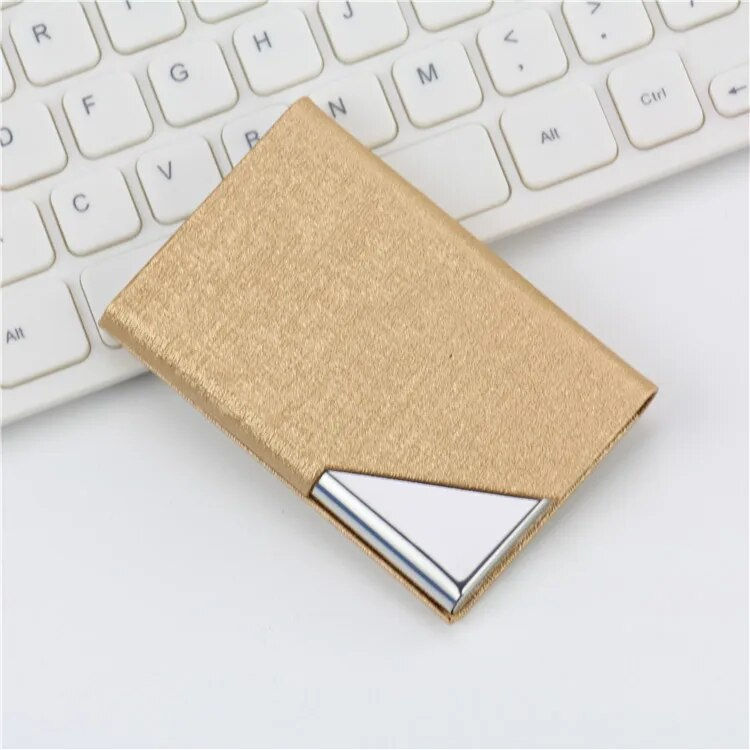 Thumbnail: Creative Business Card Case PU Leather Stainless Steel Box Cover Credit Men 