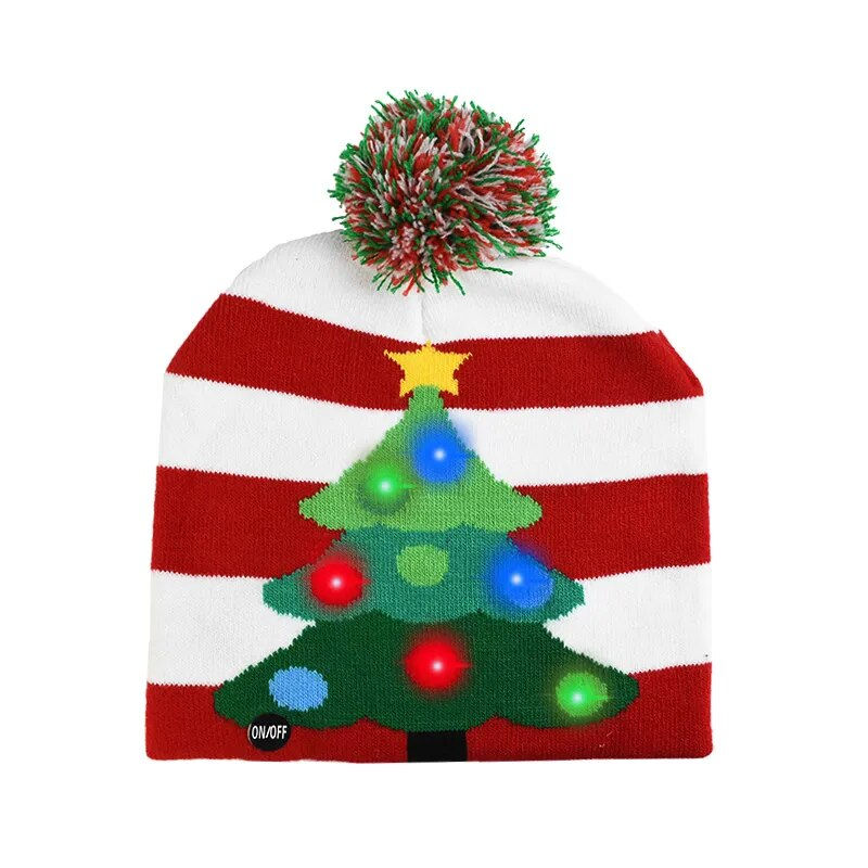 Thumbnail: LED Christmas Hat Sweater Knitted Beanie Christmas Light Up Knitted Hat 