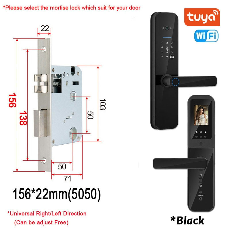 Thumbnail: XSDTS Tuya Wifi Digital Electronic Smart Door Lock With Biometric Camera Fingerp