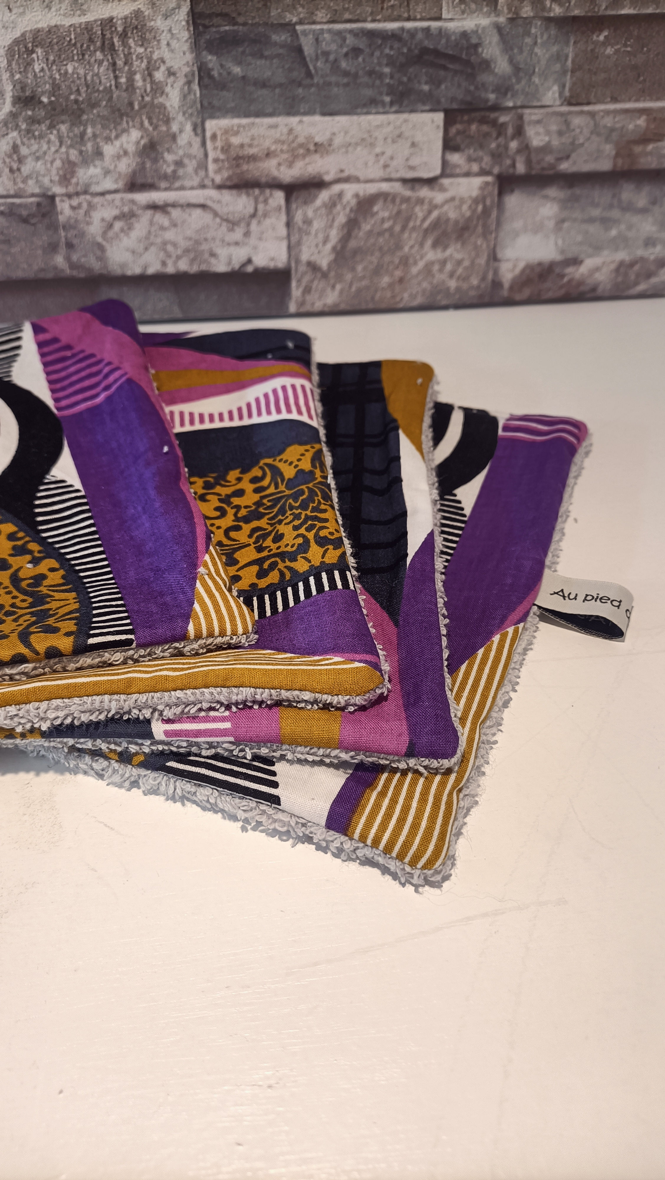 Essuie tout lavable motif Wax coloris violine