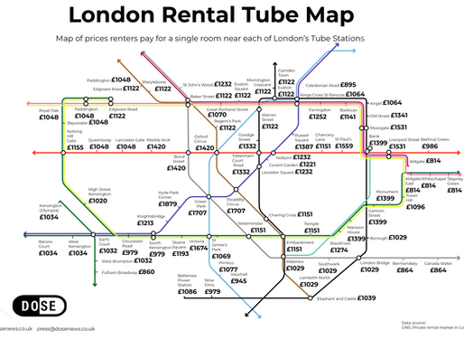 London Underground Rent Map