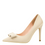Thumbnail: Thin Heel Suede Point Toe Bow Shoes Women Heels