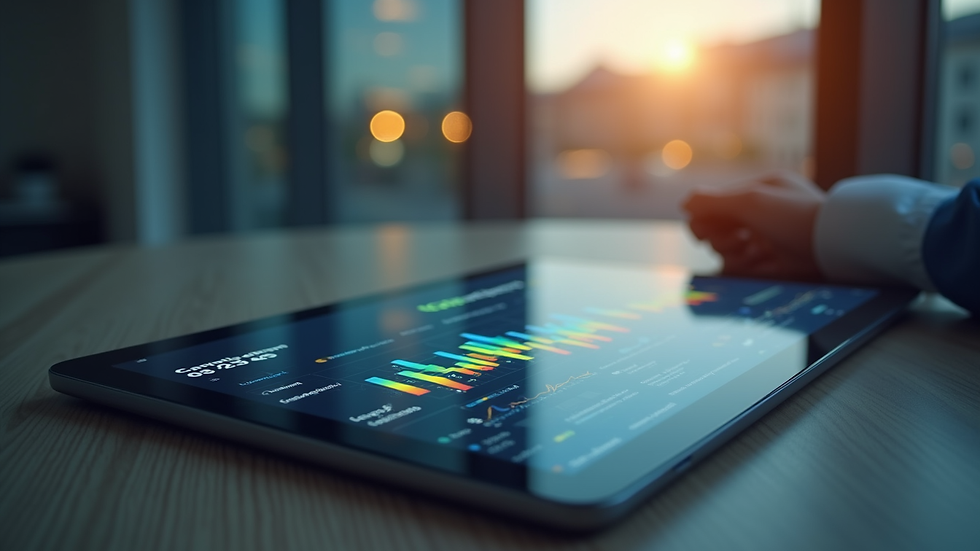 Close-up view of a financial dashboard on a tablet